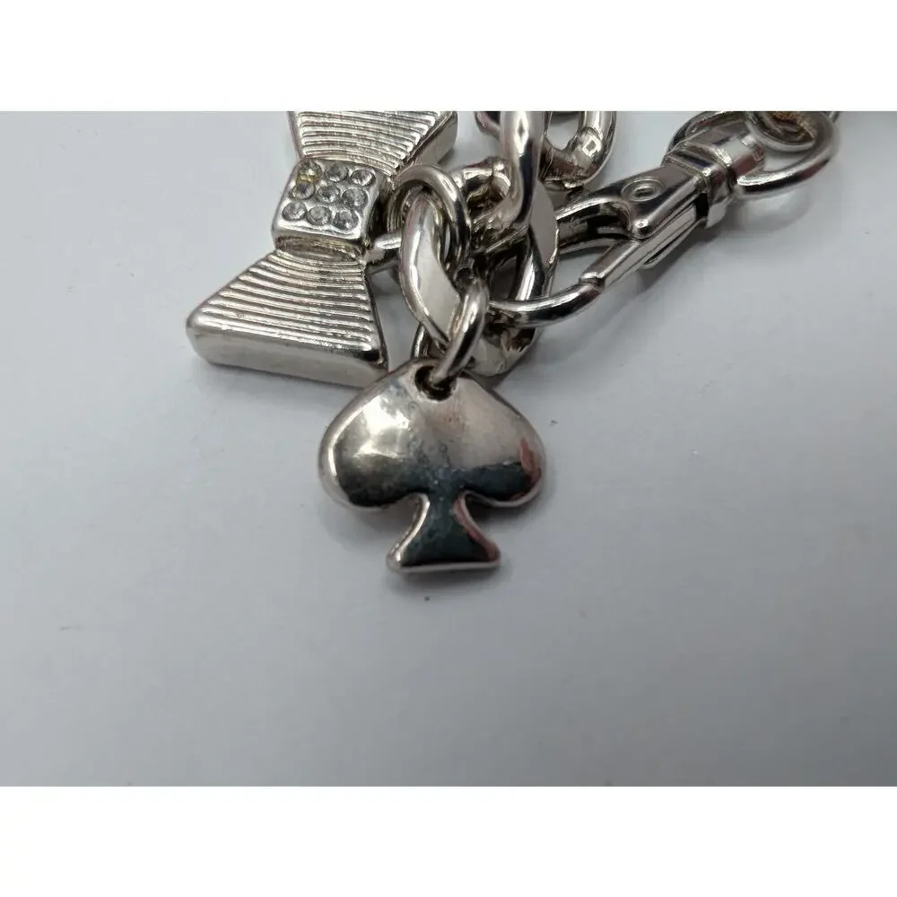 Kate Spade New York Silver-Tone Curb Chain Belt/Necklace Bow & Spade Charms - Picture 3 of 5